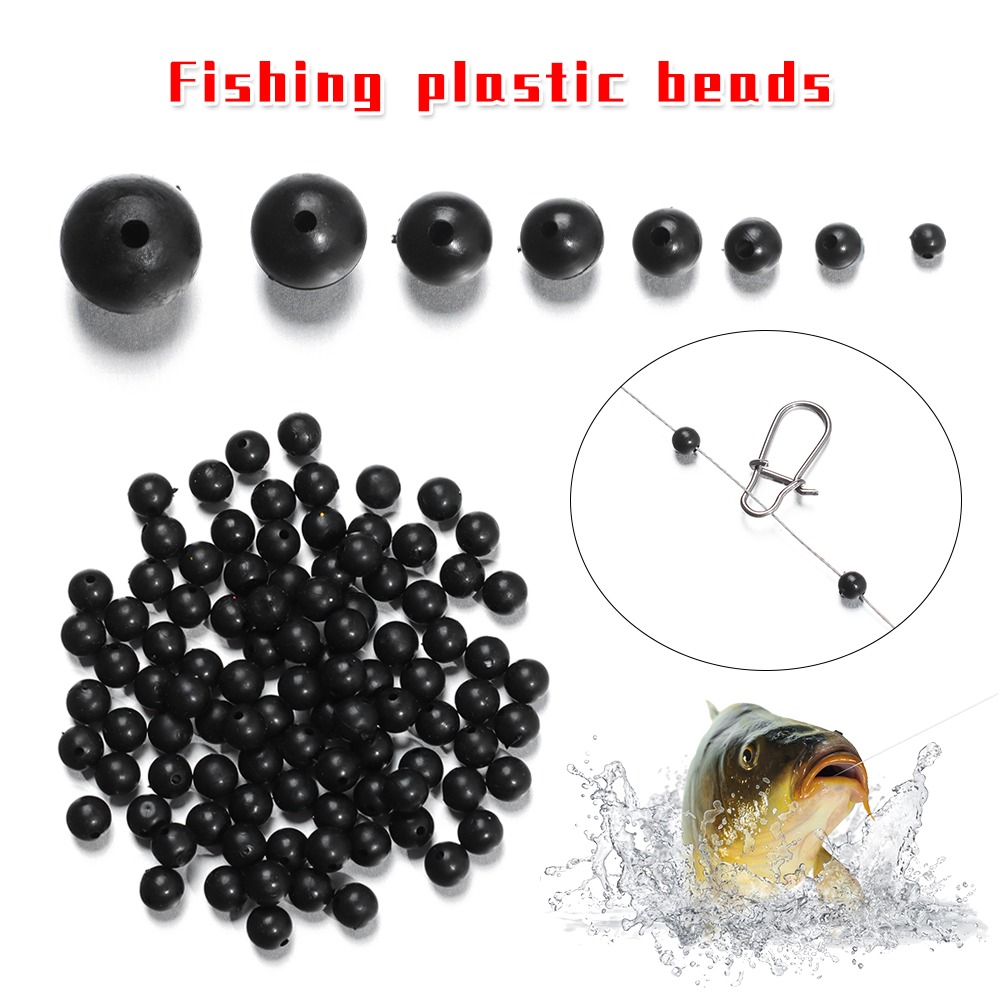 Fishing Lure Soft Plastic - 100ピース/ロットビーズスペースストッパー黒3ミリメートル-10ミリメートルラウンドソフトとハード豆釣りは餌フックリグアクセサリー