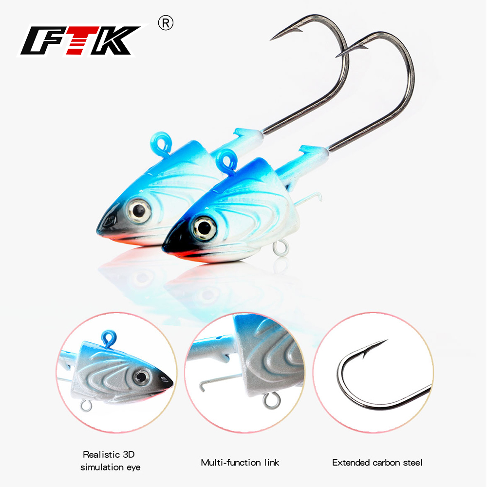 Fishing Lure Soft Plastic - FTK 2個入り ジグヘッド 釣り針 40g 55g