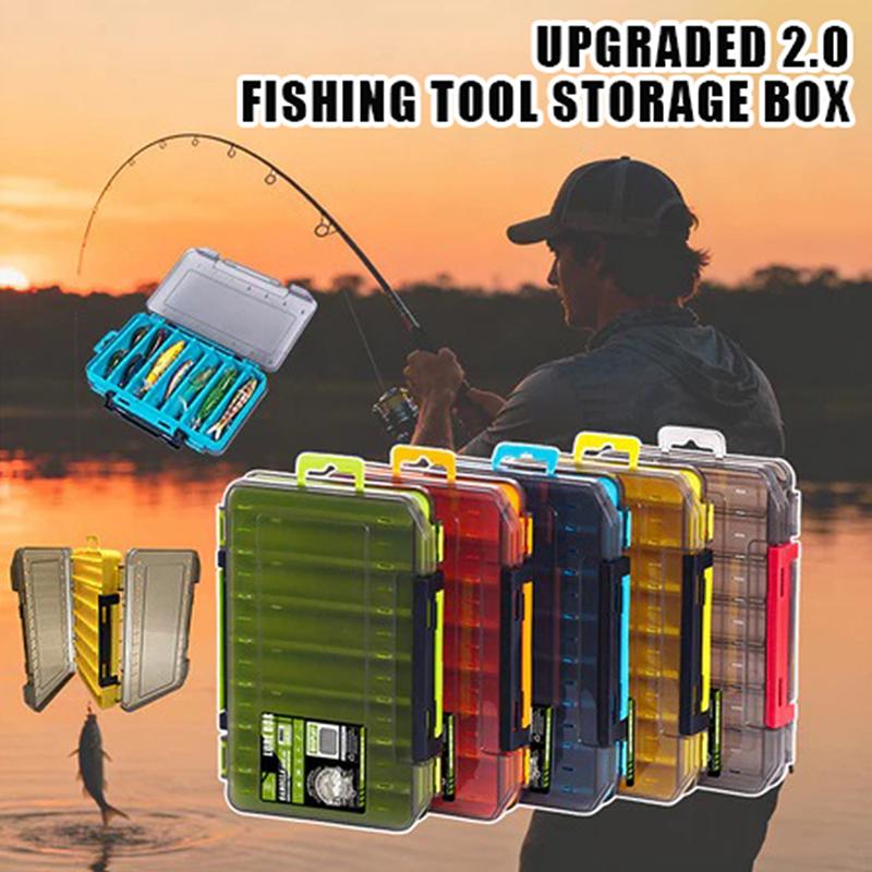 Fishing Lure Box - 両面コンパクトタックルボックス - ルアー、フック、餌用の耐久性があり多用途なオーガナイザーで釣りを合理化します