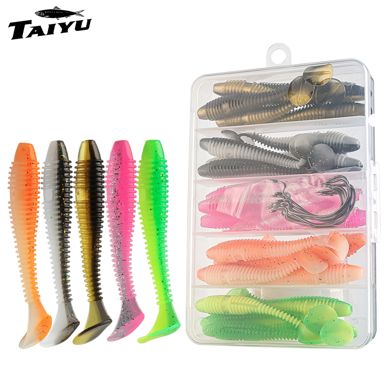 Fishing Lure Soft Plastic - TAIYU 25/35個セット ソフトフィッシングルアーセット プラスチック製Tテールソフトワーム スイムベイト ジギング