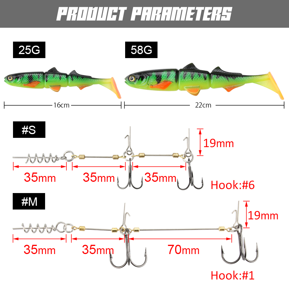 スピンポーラー パイク スティンガー リグ フック システム - Fishing Lure Swimbait のレビューと価格