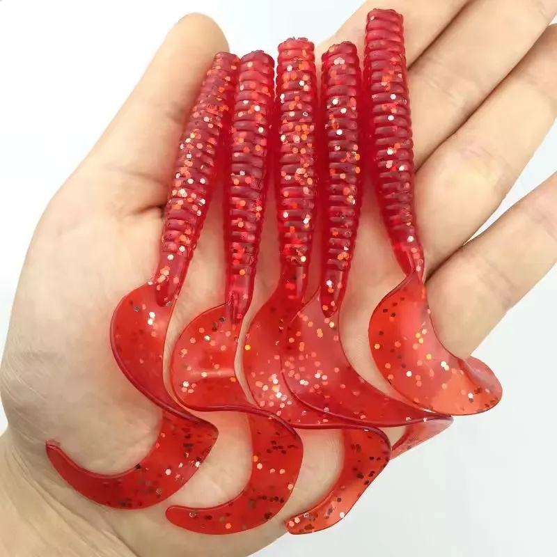 5個/ロット ワームカーリーソフトベイト 8cm 4.3g  - Fishing Lure Swimbait のレビューと価格