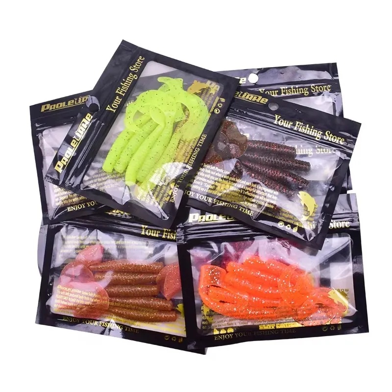 5個/ロット ワームカーリーソフトベイト 8cm 4.3g  - Fishing Lure Swimbait のレビューと価格